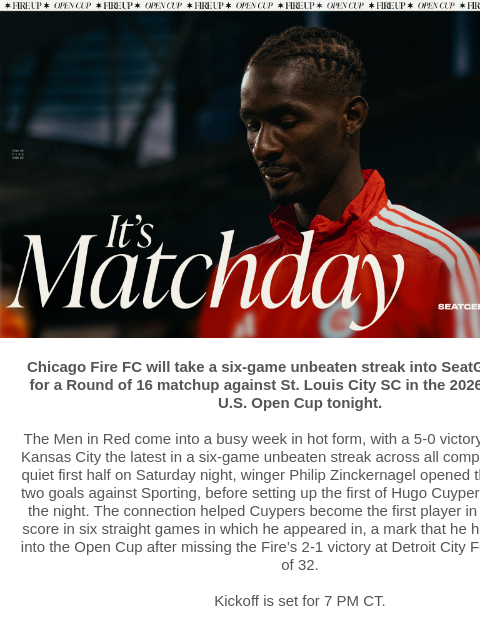 chicagofirefc newsletter: TONIGHT: Chicago Fire vs St. Louis City SC