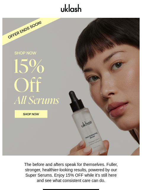 uklash newsletter: 15% OFF results you can actually see  👀