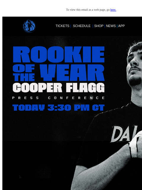 mavsmail newsletter: Watch Cooper Flagg's ROTY Press Conference