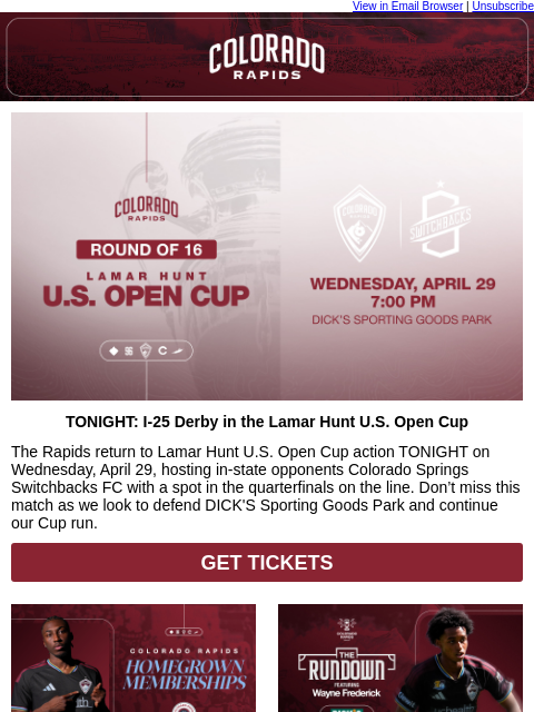 thecoloradorapids newsletter: TONIGHT: Lamar Hunt U.S. Open Cup Matchup Against ...