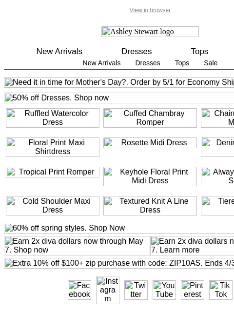 ashleystewart newsletter: 50% off DRESSES! 💃