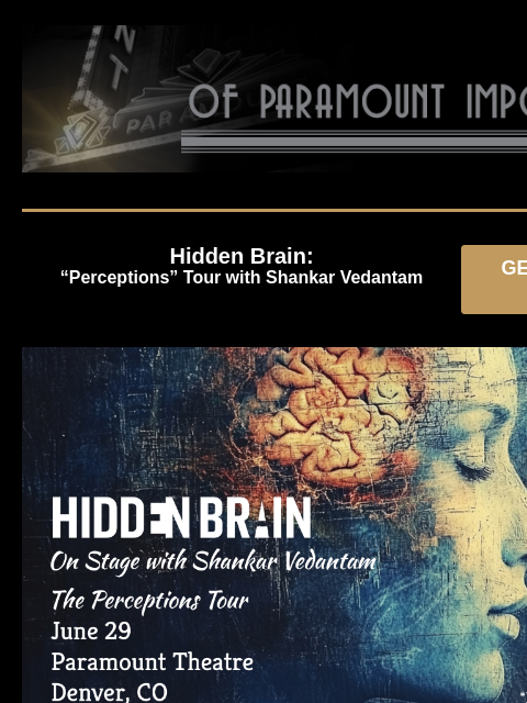 Hidden Brain, X & Los Lobos, Chris Isaak, Rogelio Ramos & Pipirin, Kurtis Conner, 10cc, Jonathan Van Ness Hidden Brain: “Perceptions” Tour with Shankar Vedantam GET PRESALE TICKETS Hidden Brain