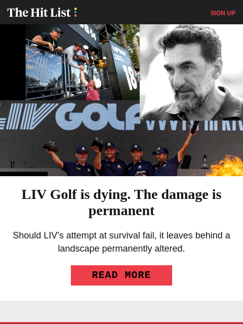 golfdigest newsletter: LIV Golf is dying. The damage is permanent