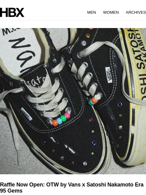 hbx newsletter: Raffle Now Open: OTW by Vans x Satoshi Nakamoto Er...