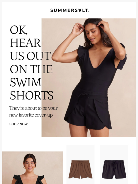 summersalt newsletter: "These swim shorts are everything.” ⭐️⭐️⭐️⭐️⭐