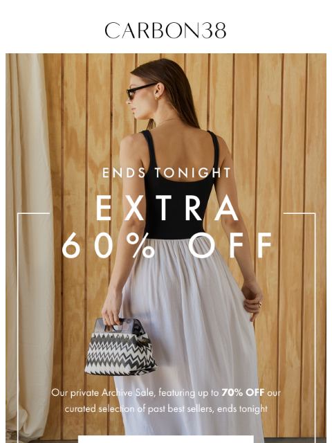 carbon38 newsletter: Final Hours to Save an Extra 60%