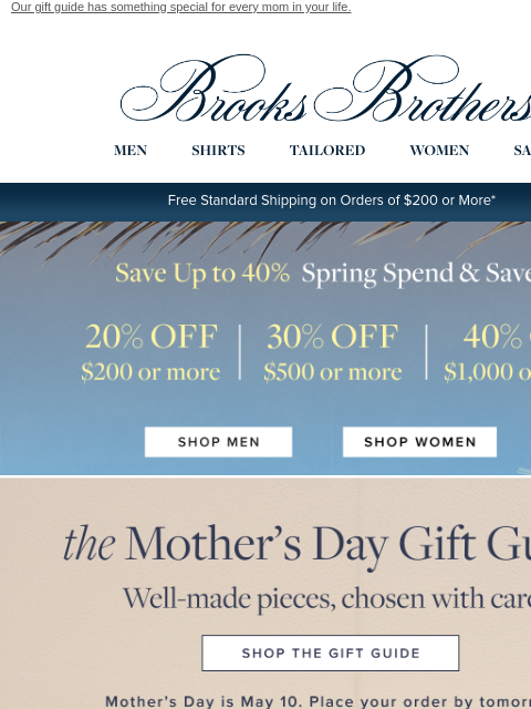 brooksbrothers newsletter: Mother’s Day gifts: Up to 40% off today