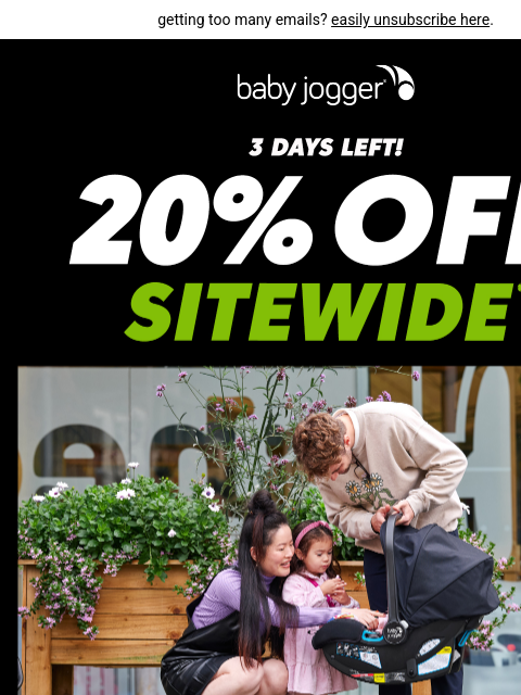babyjogger newsletter: 🕒 3 days left for 20% off sitewide