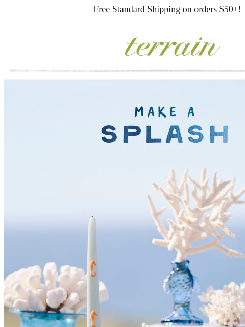 shopterrain newsletter: Shell candles, coastal decor🐚
