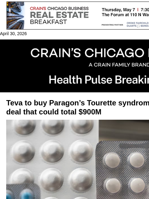 crainalerts newsletter: Emalex gets Big Pharma owner