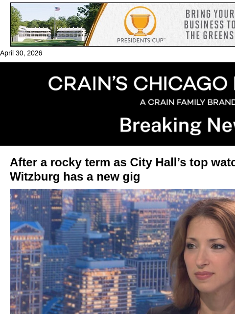crainalerts newsletter: City Hall's ex-watchdog lands in Kwame Raoul's off...