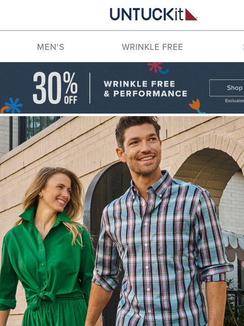 untuckit newsletter: 🏆 Styles On Sale. Wrinkle-Free. Go! 🟢