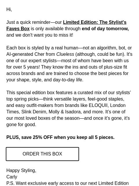 dia newsletter: FWD: Final Hours: Limited Edition Stylist’s Faves ...