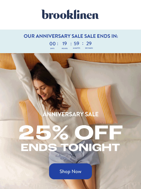 brooklinen newsletter: FINAL DAY TO SAVE BIG!