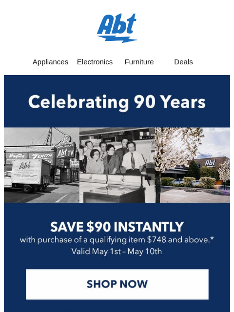 abt newsletter: Celebrating 90 Years ⚡ $90 Off for 90 Years