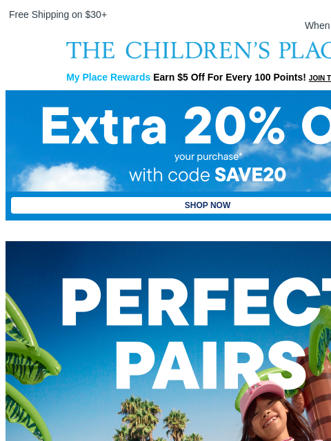 childrensplace newsletter: *Perfect* Pairs... $4.99 & Up Shorts! 🩳