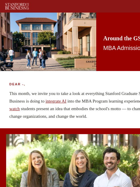 stanford newsletter: Around the GSB | April 2026