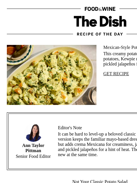 foodandwine newsletter: Mexican-Style Potato Salad