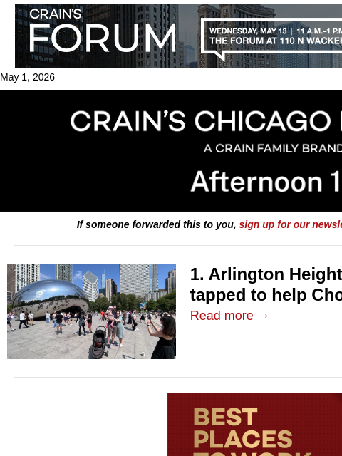crainalerts newsletter: Choose Chicago preps for big budget boost