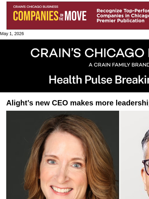 crainalerts newsletter: More leadership changes at Alight