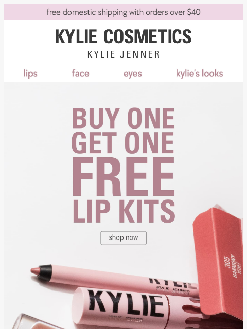 kyliecosmetics newsletter: lip kit BOGO FREE is ON 💋💋