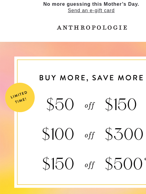anthropologie newsletter: The Buy More, Save More Event