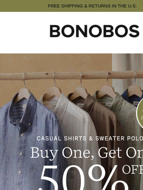 bonobos newsletter: On Sale Now: Top-Rated Casual Shirts