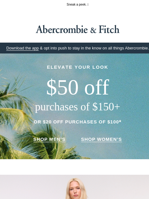 abercrombie newsletter: WE'RE GOING BRA-FREE.