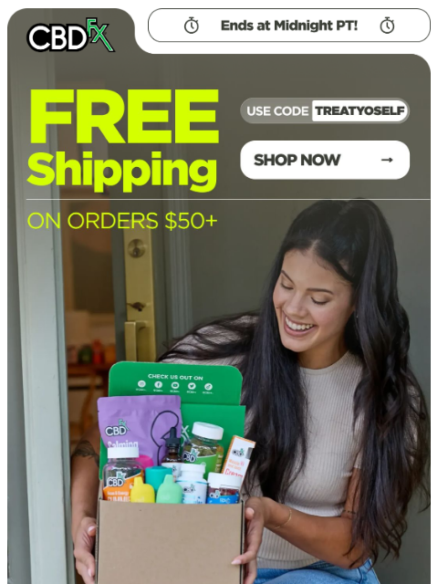 cbdfx newsletter: Last Chance: FREE Shipping on orders $50+! 👀