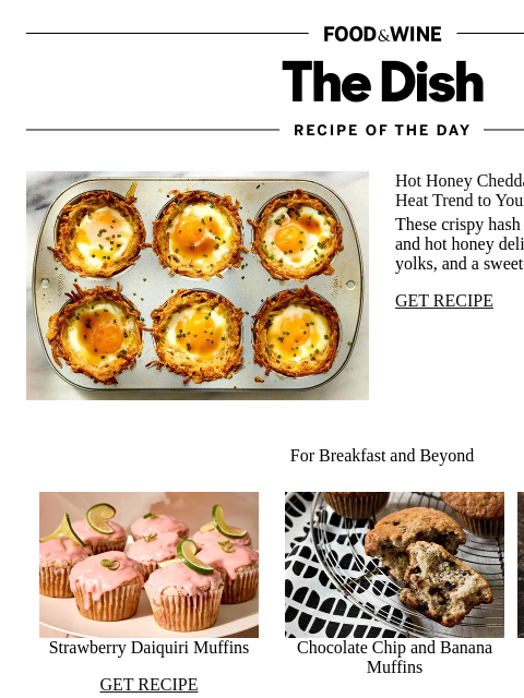 foodandwine newsletter: Hot Honey Cheddar Egg Cups