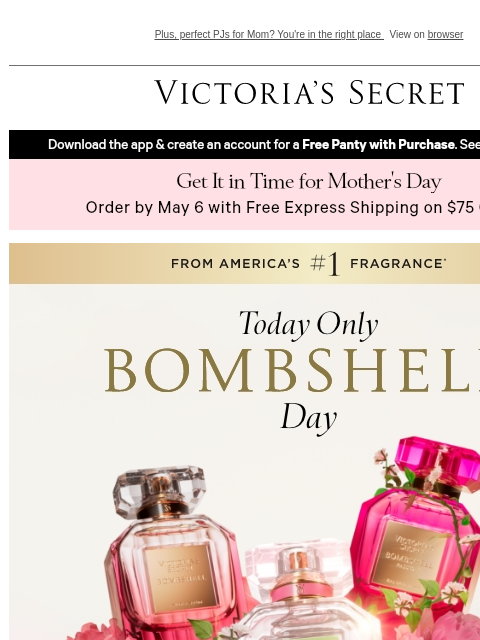 victoriassecret newsletter: Celebrate BOMBSHELL DAY With A Free Lotion