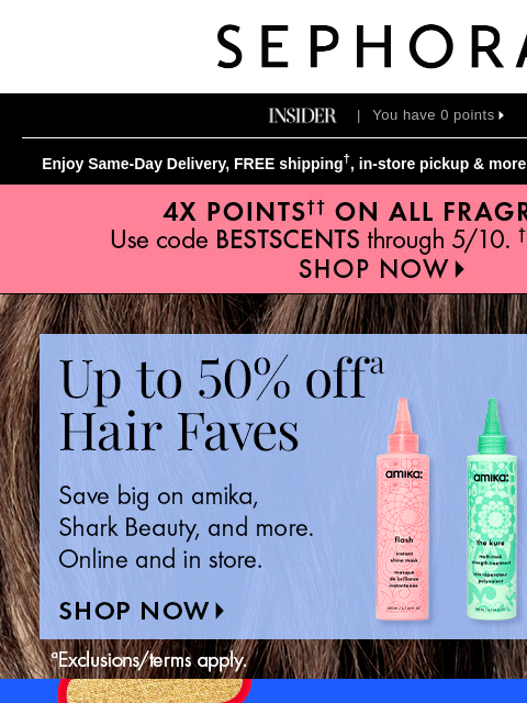 sephora newsletter: Savings up to 50% on select amika, Shark Beauty & ...