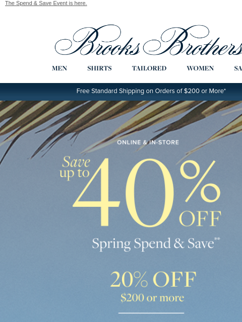 brooksbrothers newsletter: 𝐔𝐩 𝐭𝐨 𝟒𝟎% 𝐨𝐟𝐟 your spring wardrobe