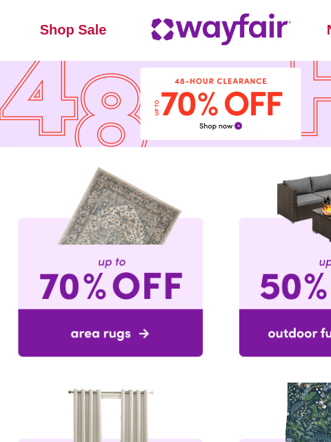 wayfair newsletter: ❗ UP TO 70% OFF ❗ 2 DAYS ONLY ❗