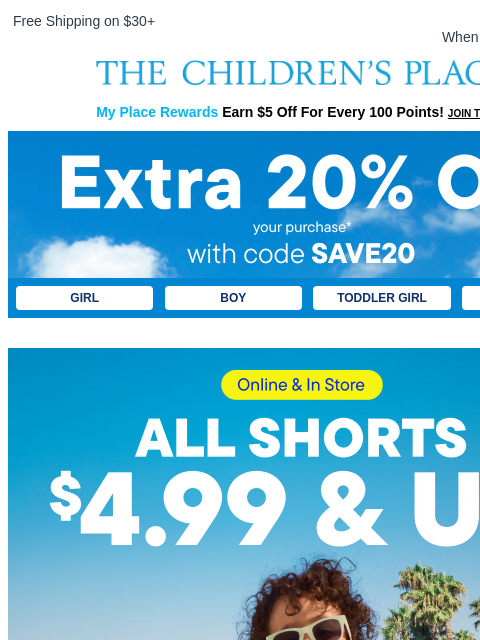 childrensplace newsletter: ⚡Extra 20% Off with Code SAVE20⚡