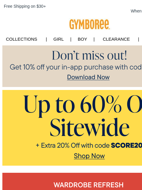gymboree newsletter: Just In: up to 60% Off Sitewide + Extra 20% Off w/...