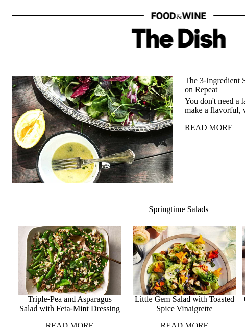 foodandwine newsletter: The 3-Ingredient Salad Dressings Chefs Make on Rep...