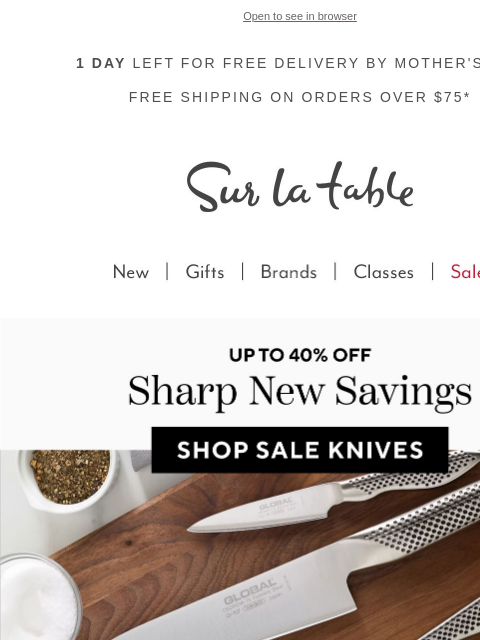 surlatable newsletter: Sharp savings on Wüsthof, Global and more.
