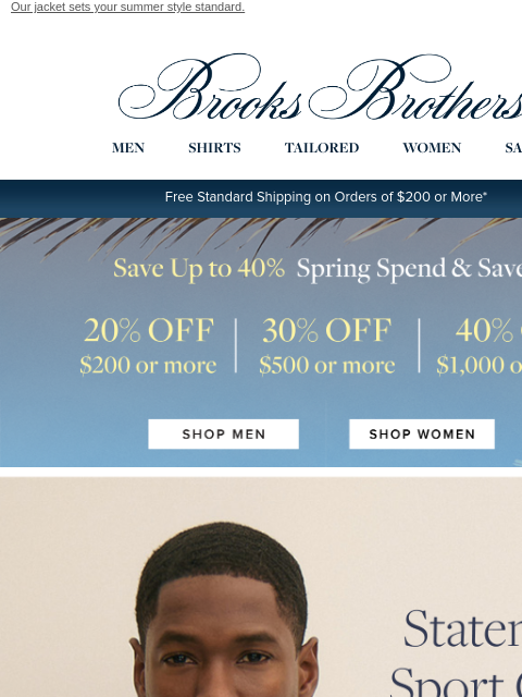 brooksbrothers newsletter: Up to 40% off your summer sport coat