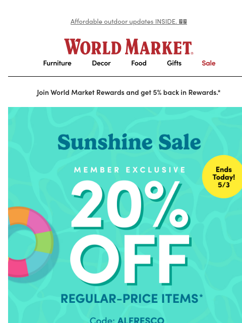 emailworldmarket newsletter: ⏰ LAST CALL! 20% off ENDS TODAY.