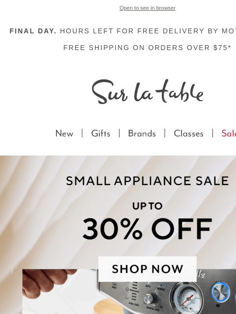 surlatable newsletter: Upgrade your day-to-day with up to 30% off.