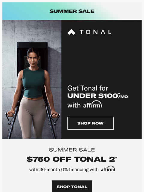 tonal newsletter: A full gym for less than $100/mo