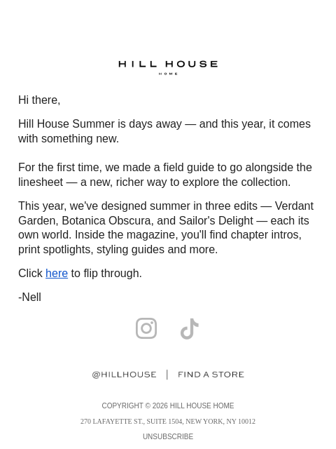 hillhousehome newsletter: Introducing Hill House Summer