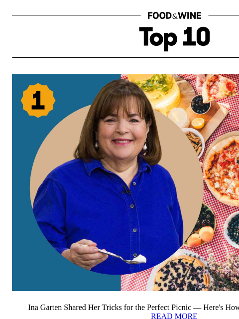 foodandwine newsletter: Ina Garten Just Spilled Her Picnic-Planning Secret...