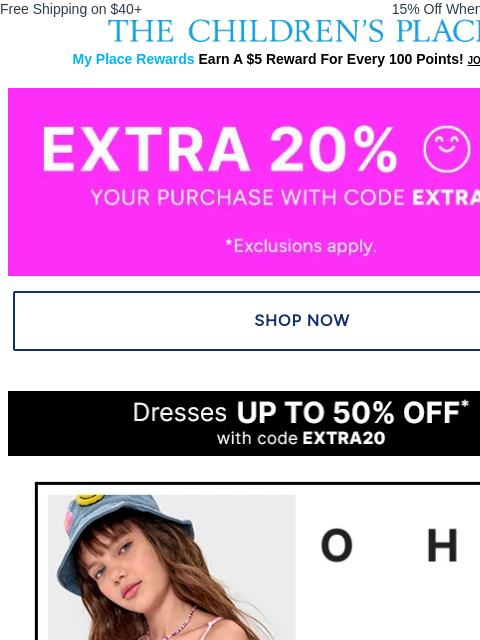 childrensplace newsletter: Summer's Most Twirl-Worthy Dresses up to 50% OFF👗...