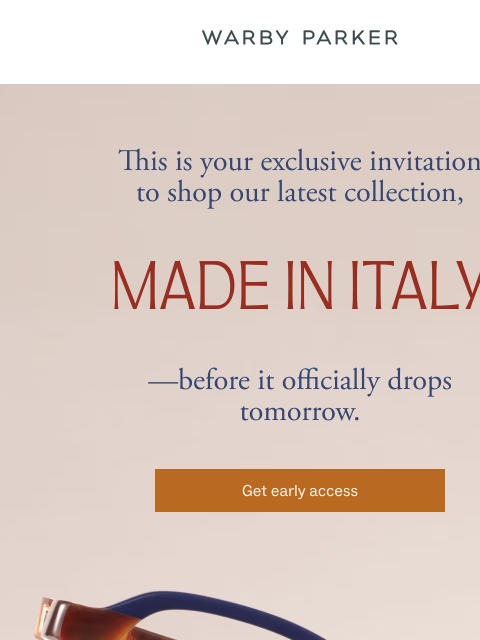 warbyparker newsletter: Open for early access