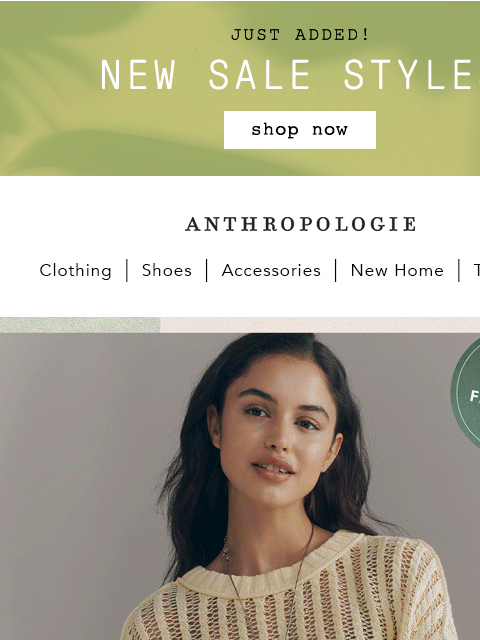 anthropologie newsletter: Add new sale styles to cart.