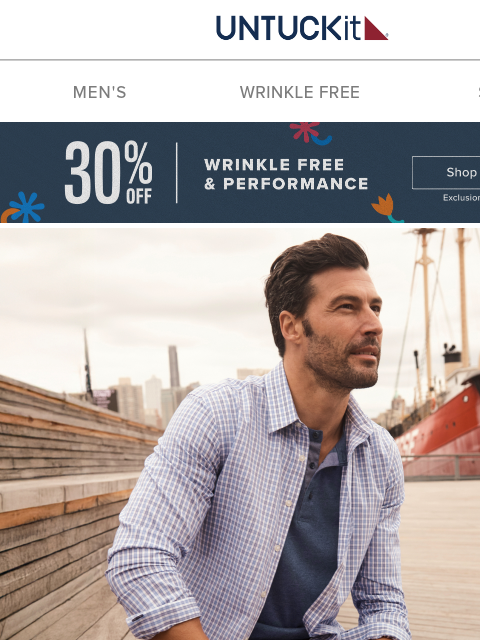untuckit newsletter: Ends Tomorrow: ⭐⭐⭐⭐⭐ Wrinkle-Free Shirts ON SALE
