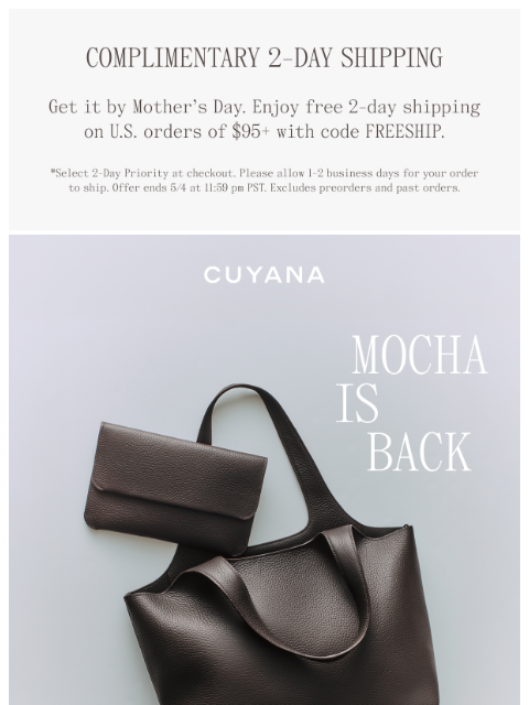 cuyana newsletter: Back in Stock: Mocha