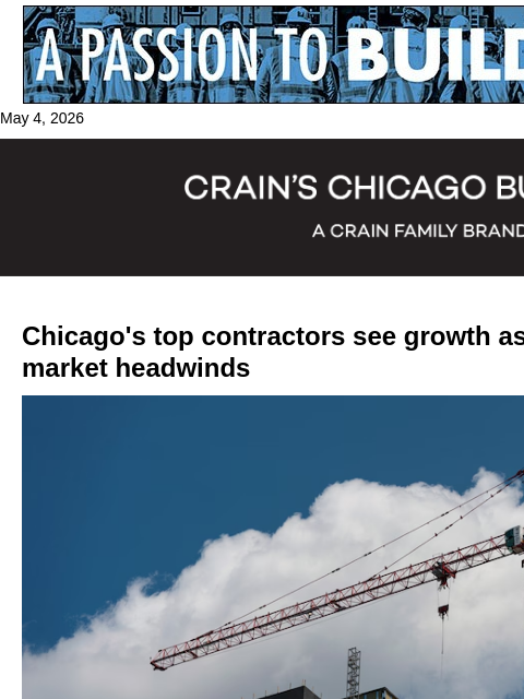 crainalerts newsletter: Chicago's 25 largest construction companies